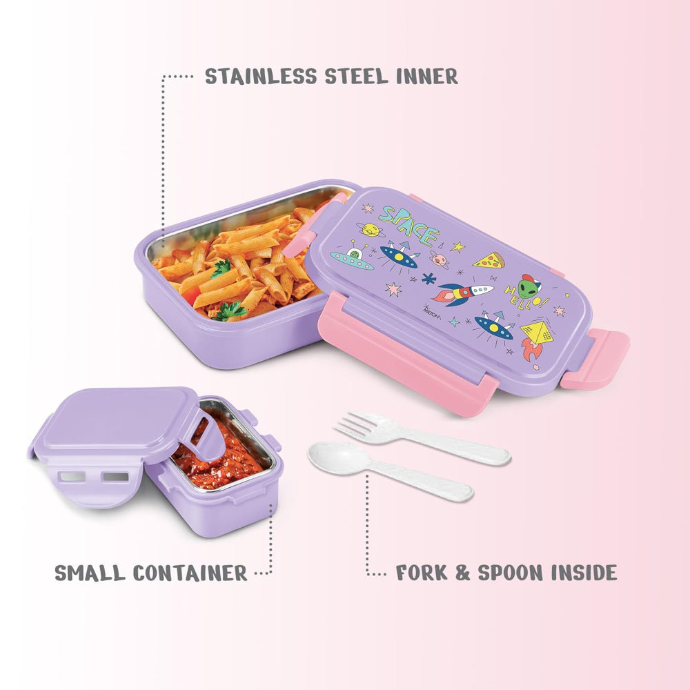 Milton Snackie Mate Tiffin Set | Backpack Set with Stainless Steel Lunch Box and Sipper Bottle | Set of 3 Pcs