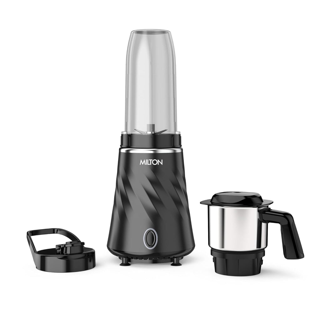 Milton MiniQ Mini Bullet 350 Watts Mixer Grinder with 2 Multipurpose Jar | SS Jar & On-the-Go Jar