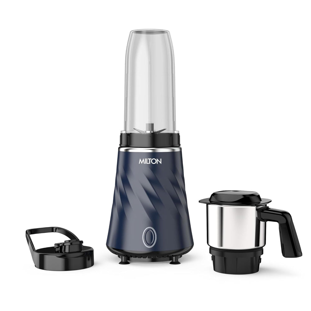 Milton MiniQ Mini Bullet 350 Watts Mixer Grinder with 2 Multipurpose Jar | SS Jar & On-the-Go Jar
