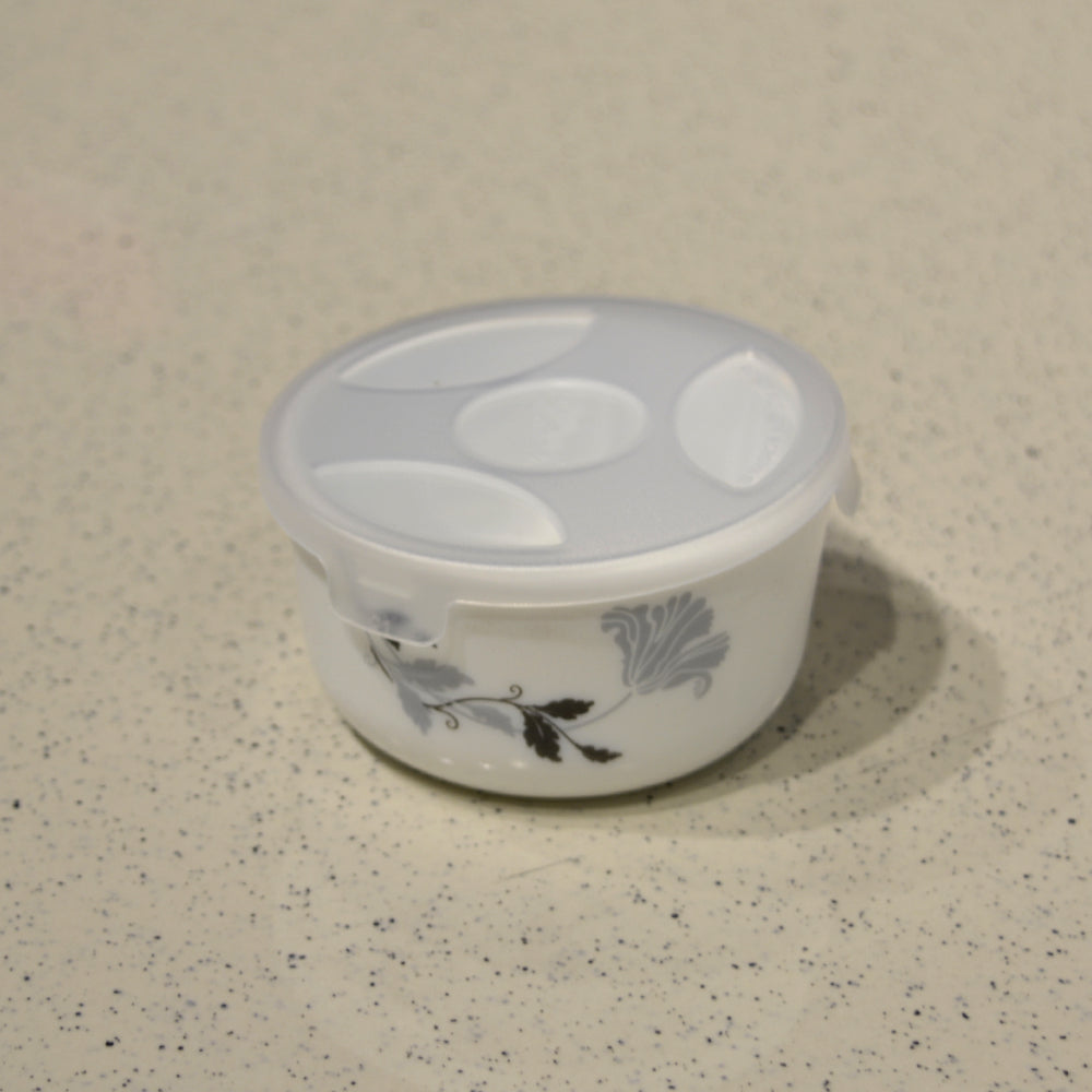 Larah by Borosil Opalware Katori with Lid | 6 Bowls and 6 Lids