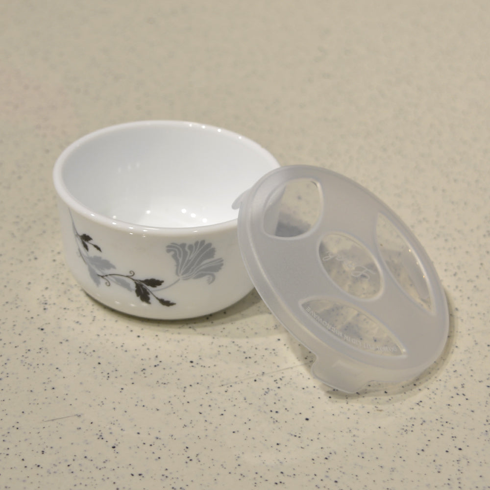 Larah by Borosil Opalware Katori with Lid | 6 Bowls and 6 Lids