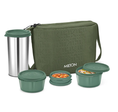 Milton Essen Lunchbox - Leak-Proof, Insulated, and Microwave-Safe Food Storage Solution | Black | Blue | Green