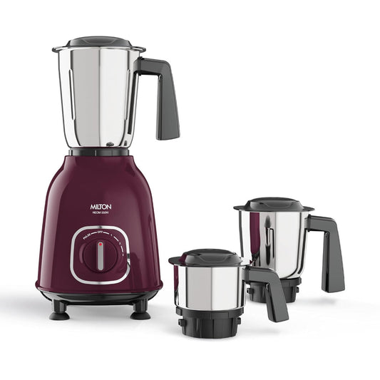 Milton Neom 550 Watts Mixer Grinder with 3 Jars | Purple