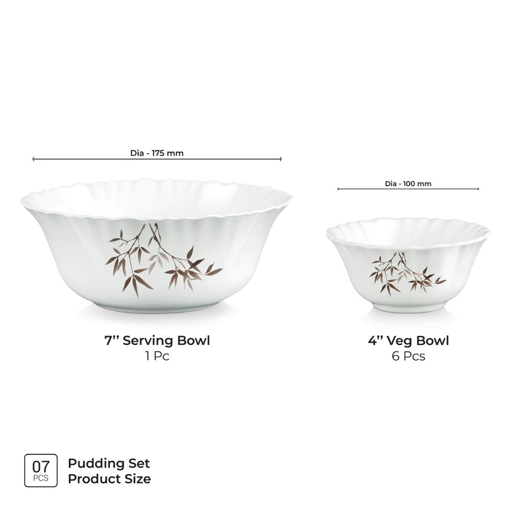 Treo Aurelia Collection Arashi Opalware Pudding Set | Set of 7 Pcs