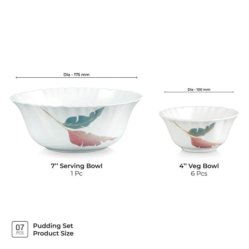 Treo Aurelia Collection Palma Opalware Pudding Set | Set of 7 Pcs