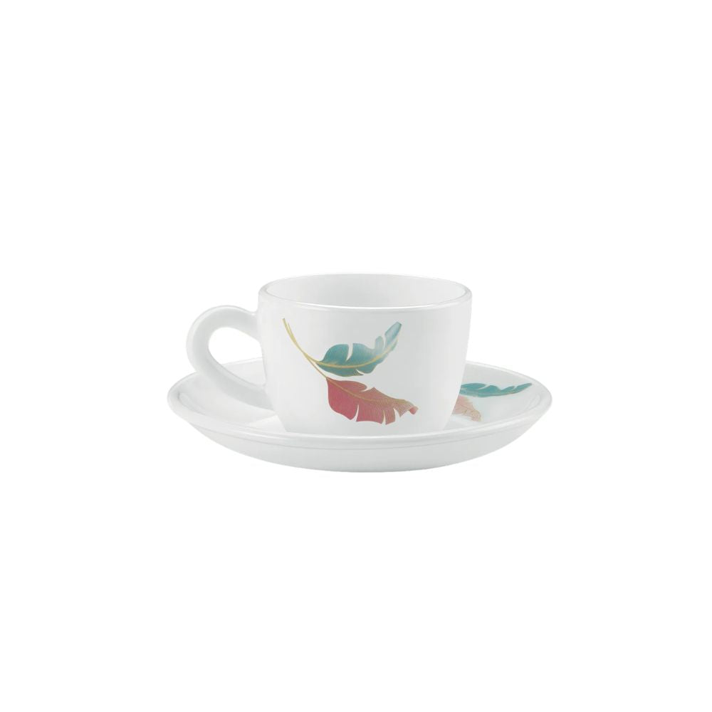 Treo Ophelia Collection Palma Opalware 13 CL Cup Saucer Set | Set of 12 Pcs