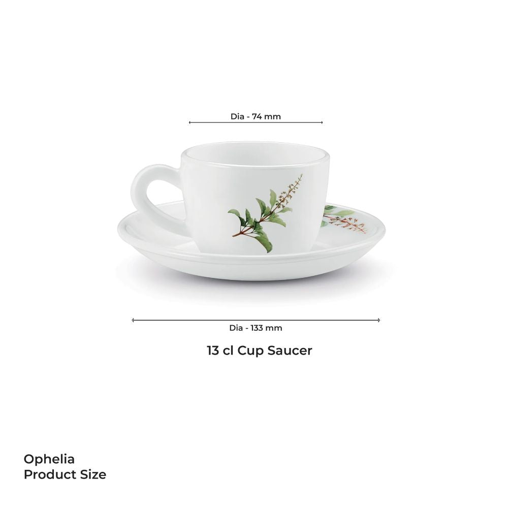 Treo Ophelia Collection Savira Opalware 13 CL Cup Saucer Set | Set of 12 Pcs