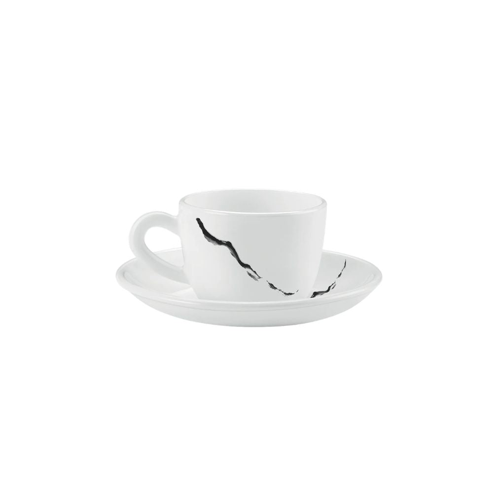 Treo Ophelia Collection Stria Opalware 13 CL Cup Saucer Set | Set of 12 Pcs