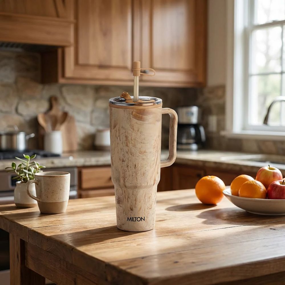 Milton Plastic Puris On the Go 1200 ML Tumbler with 2-in-1 Lid | Sip or Gulp | 1 Pc