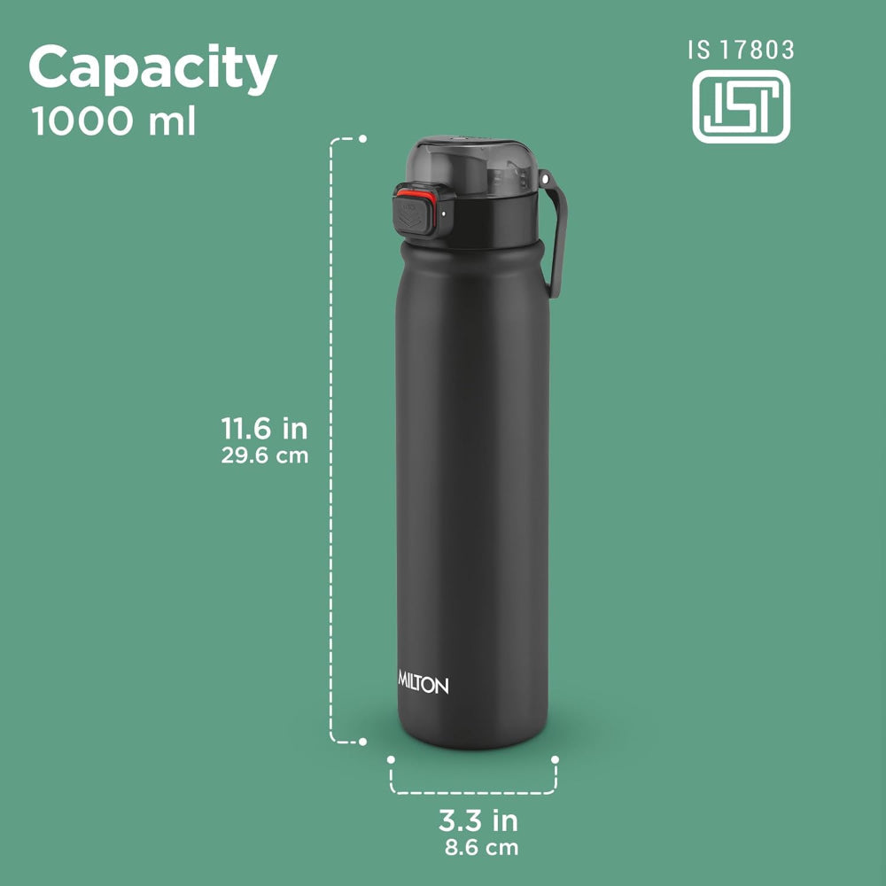 Milton Reva Stainless Steel Water Bottle with Twin Lid | Sip or Gulp | 1 Pc
