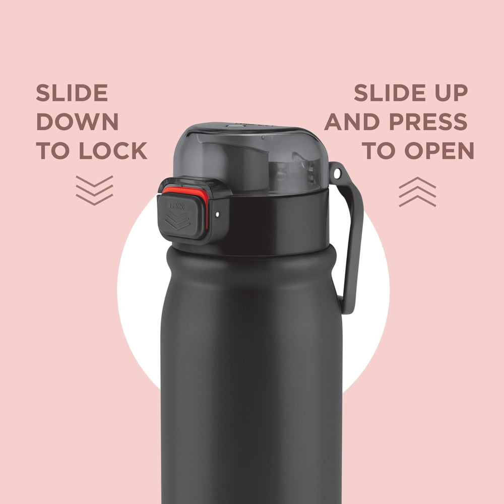 Milton Reva Stainless Steel Water Bottle with Twin Lid | Sip or Gulp | 1 Pc