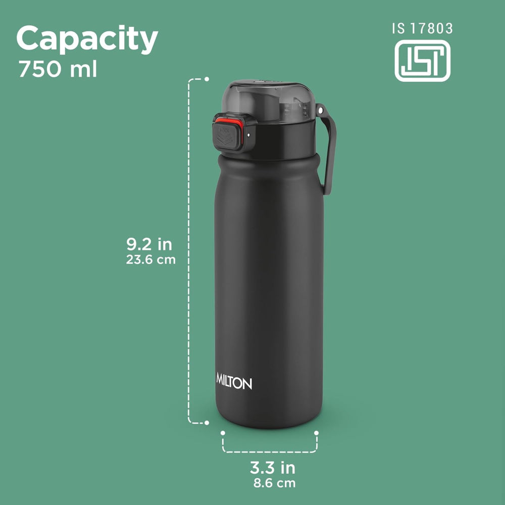Milton Reva Stainless Steel Water Bottle with Twin Lid | Sip or Gulp | 1 Pc