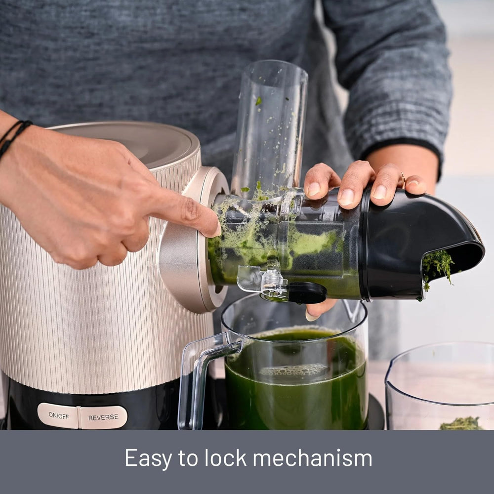 Glen Cold Press 150 Watts Slow Juicer with Anti Drip Feature | Juice and Pulp containers Low Noise | Brown