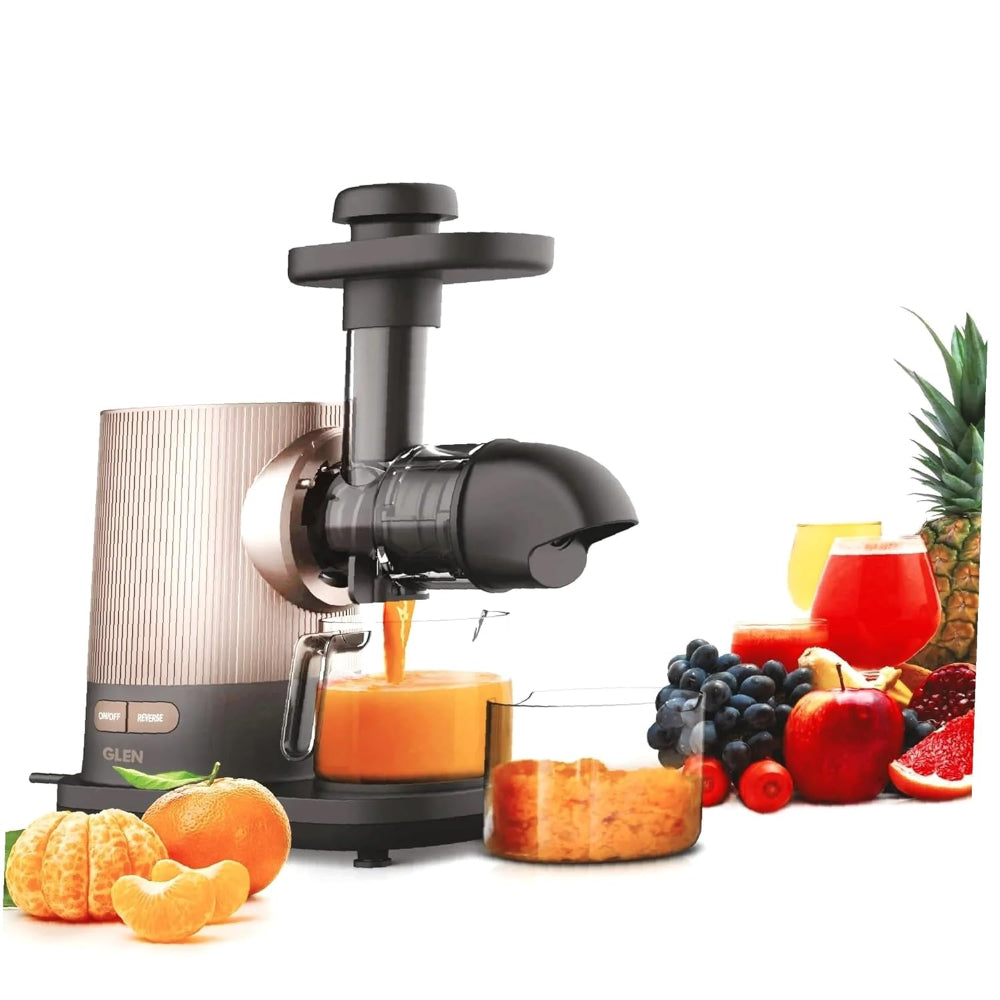 Glen Cold Press 150 Watts Slow Juicer with Anti Drip Feature | Juice and Pulp containers Low Noise | Brown