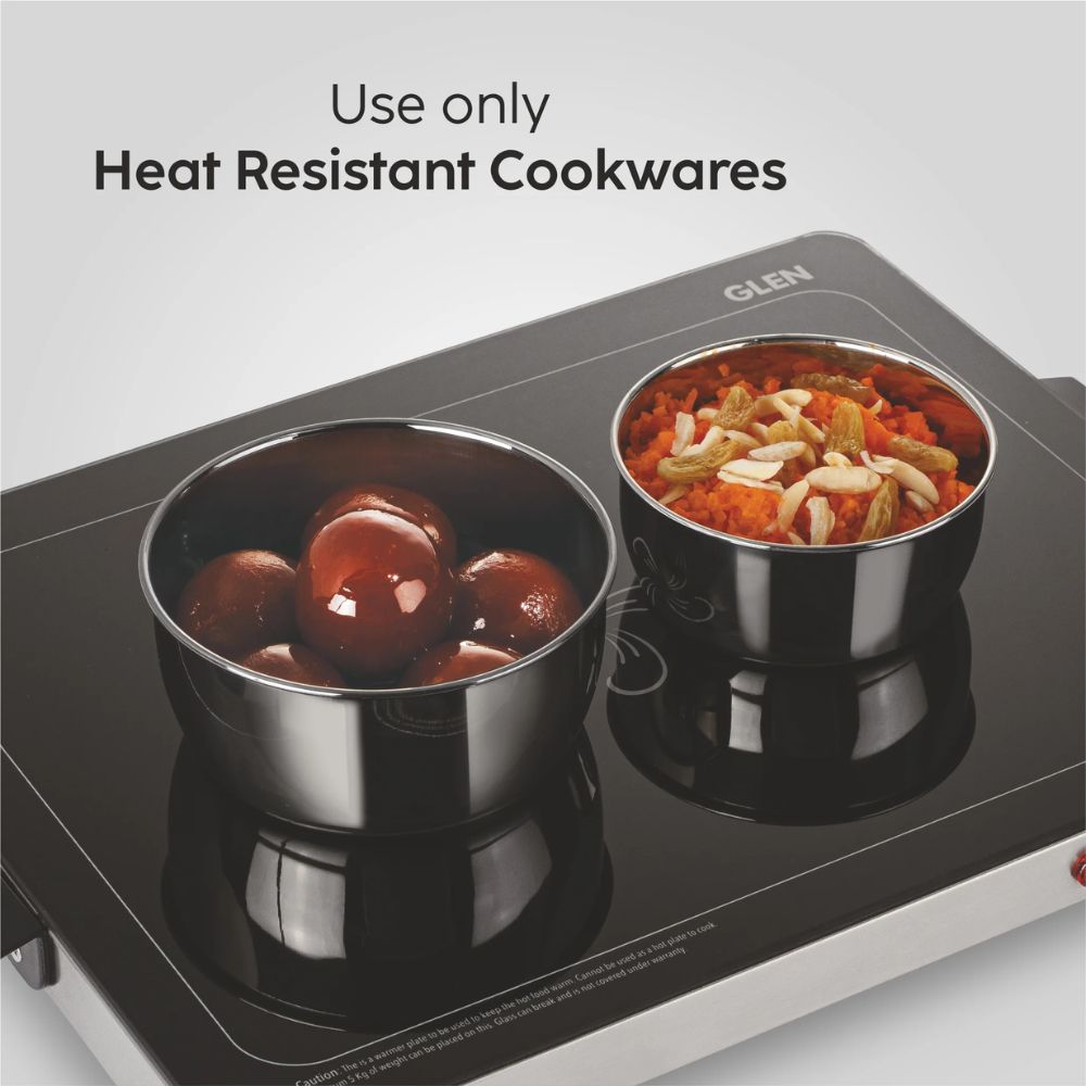 Glen Electric 300 Watts Warmer Plate with Auto Shut Off Feature | Black