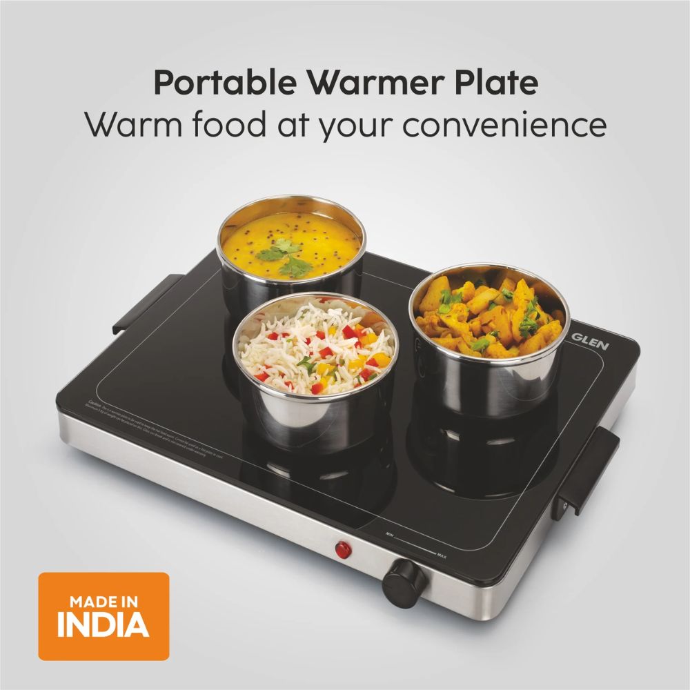 Glen Electric 300 Watts Warmer Plate with Auto Shut Off Feature | Black