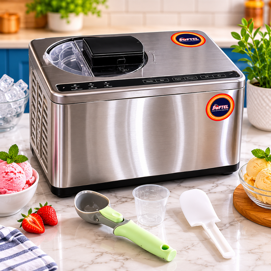 Softel Ice Cream Maker for Home | Make Ice Cream, Gelato, Sorbet, Frozen Yogurt & Milkshakes | Fully Automatic Stainless Steel Dessert Machine