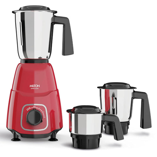 Milton Spire 550 Watts Mixer Grinder with 3 Jars | Red