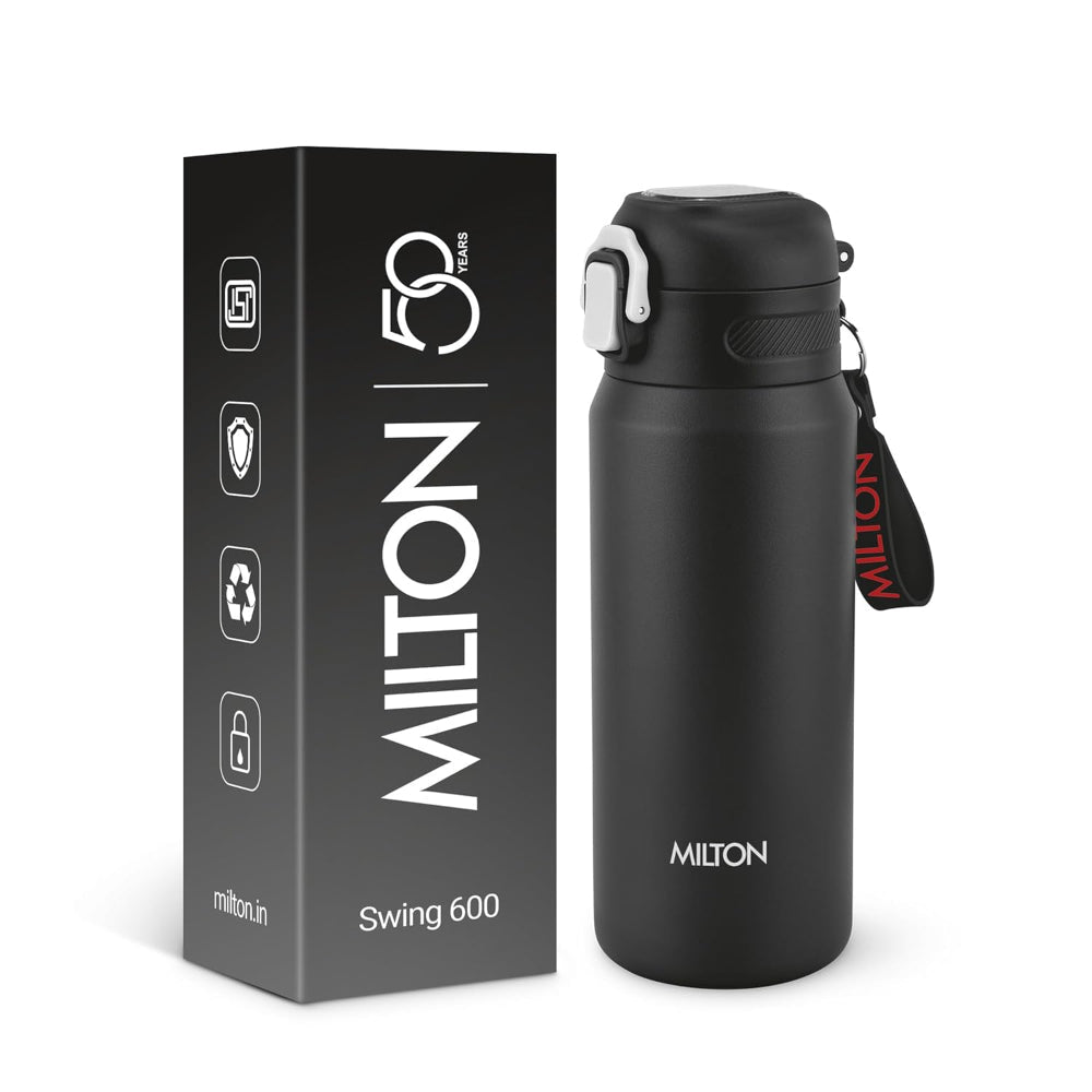 Milton Swing Thermosteel Water Bottle with One Touch Safety Lock | Hot & Cold | 1 Pc
