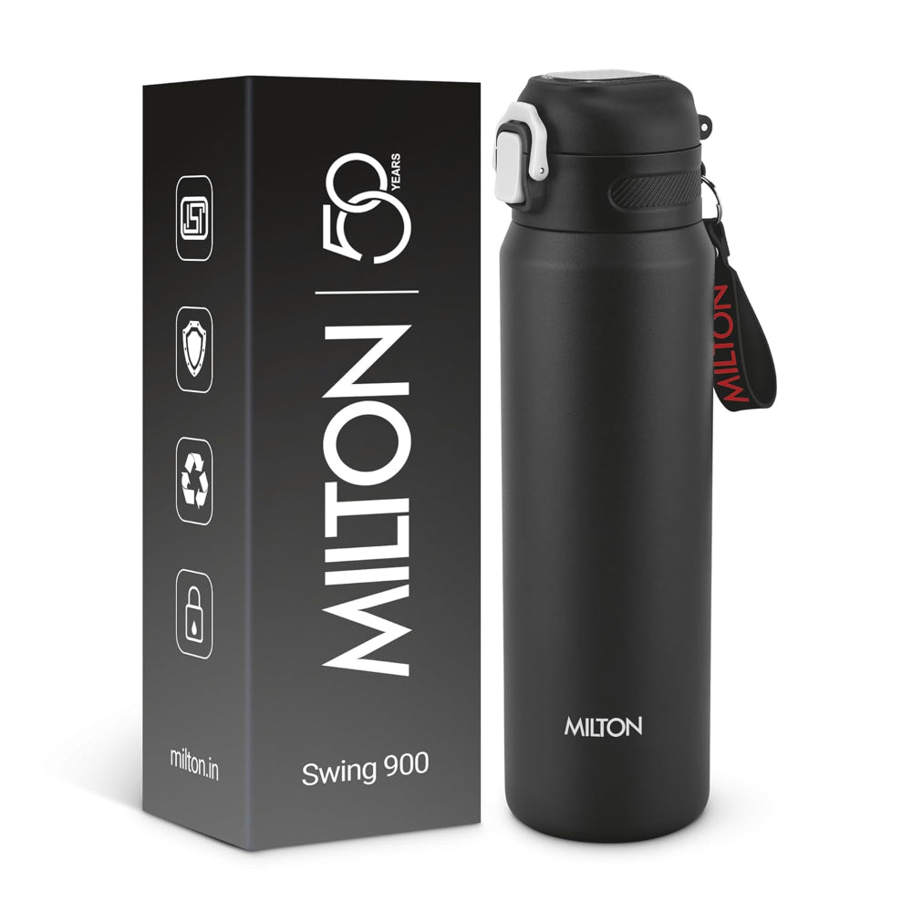 Milton Swing Thermosteel Water Bottle with One Touch Safety Lock | Hot & Cold | 1 Pc
