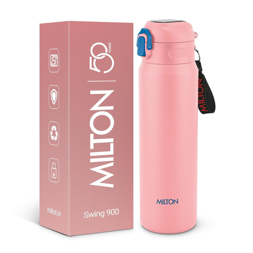 Milton Swing Thermosteel Water Bottle with One Touch Safety Lock | Hot & Cold | 1 Pc