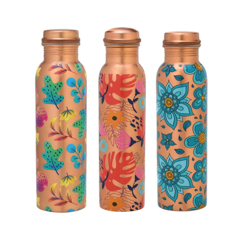 Lacoppera Copper 3D Mist Texture Printed 900 ML Water Bottle | 1 Pc