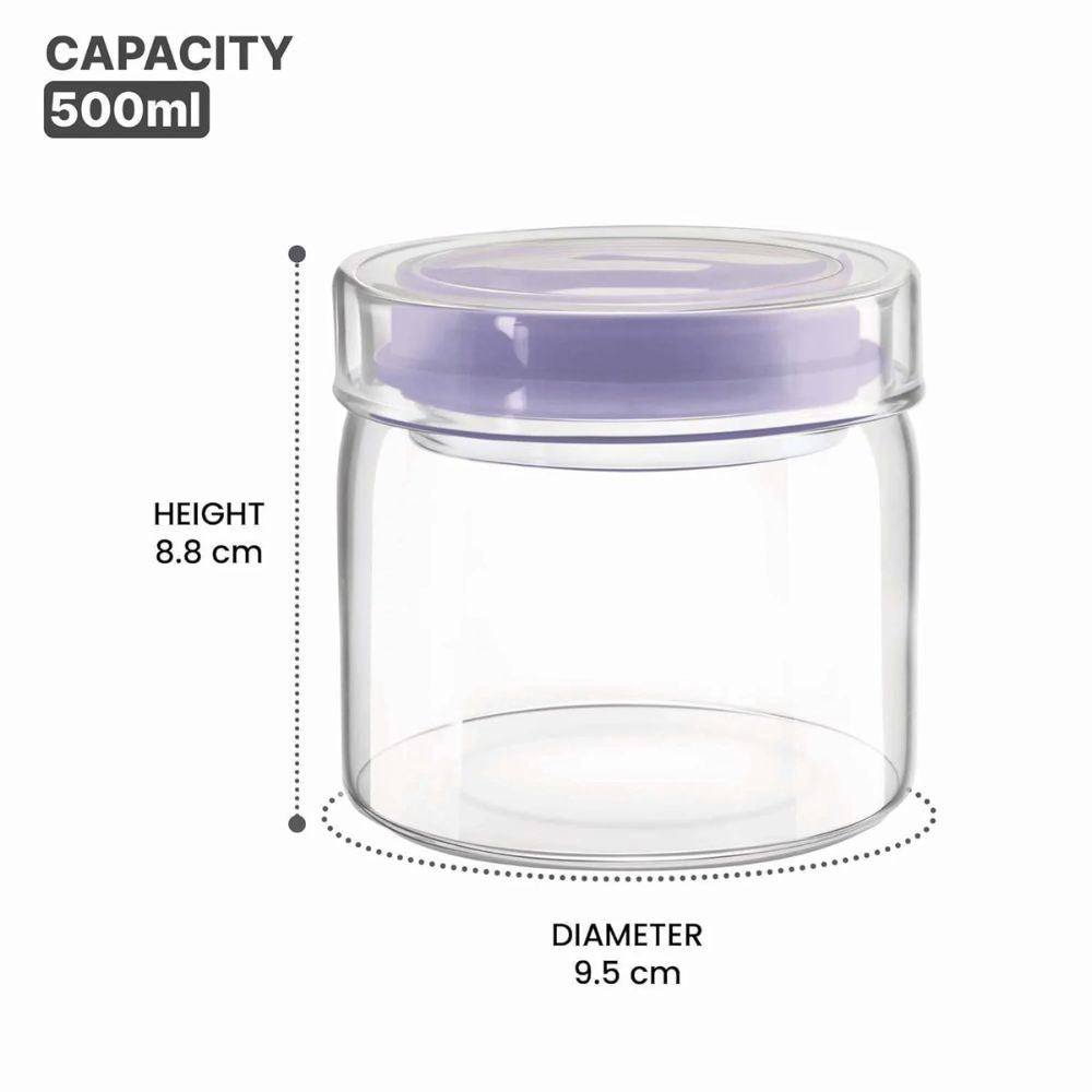 Treo Borosilicate Glass Alin Jar with Glass Lid | Transparent | Microwave Safe