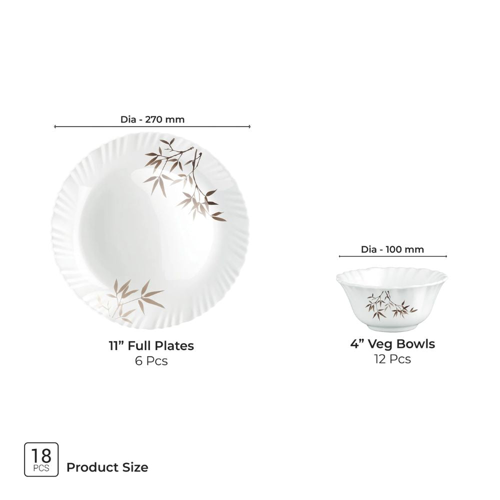 Treo Aurelia Collection Opalware Dinner Set | Set of 18 Pcs