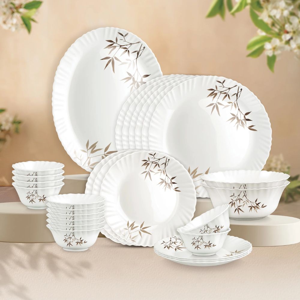 Treo Aurelia Collection Opalware Dinner Set with Soup Bowl | Set of 27 Pcs