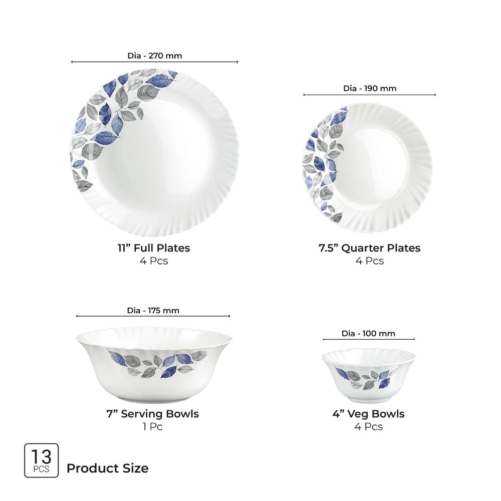 Treo Aurelia Collection Opalware Dinner Set | Set of 13 Pcs