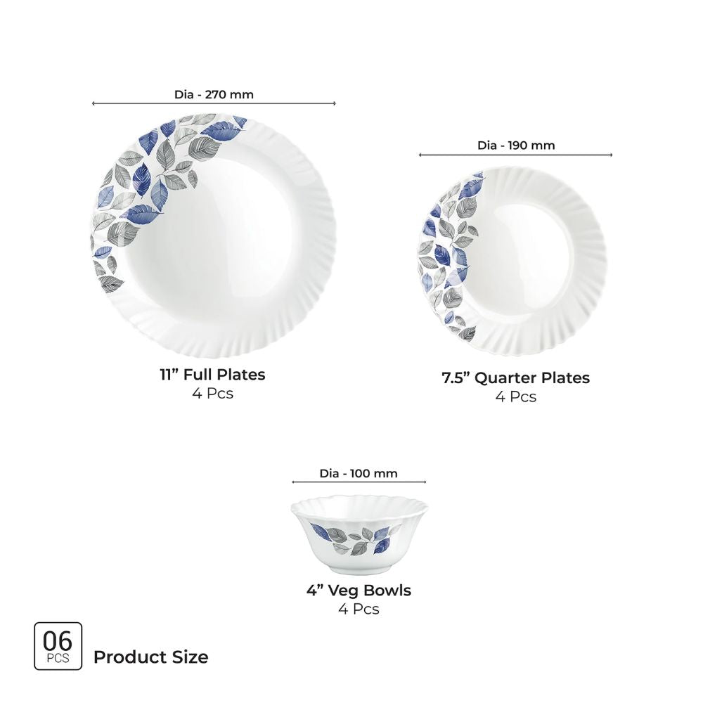 Treo Aurelia Collection Opalware Dinner Set | Set of 6 Pcs