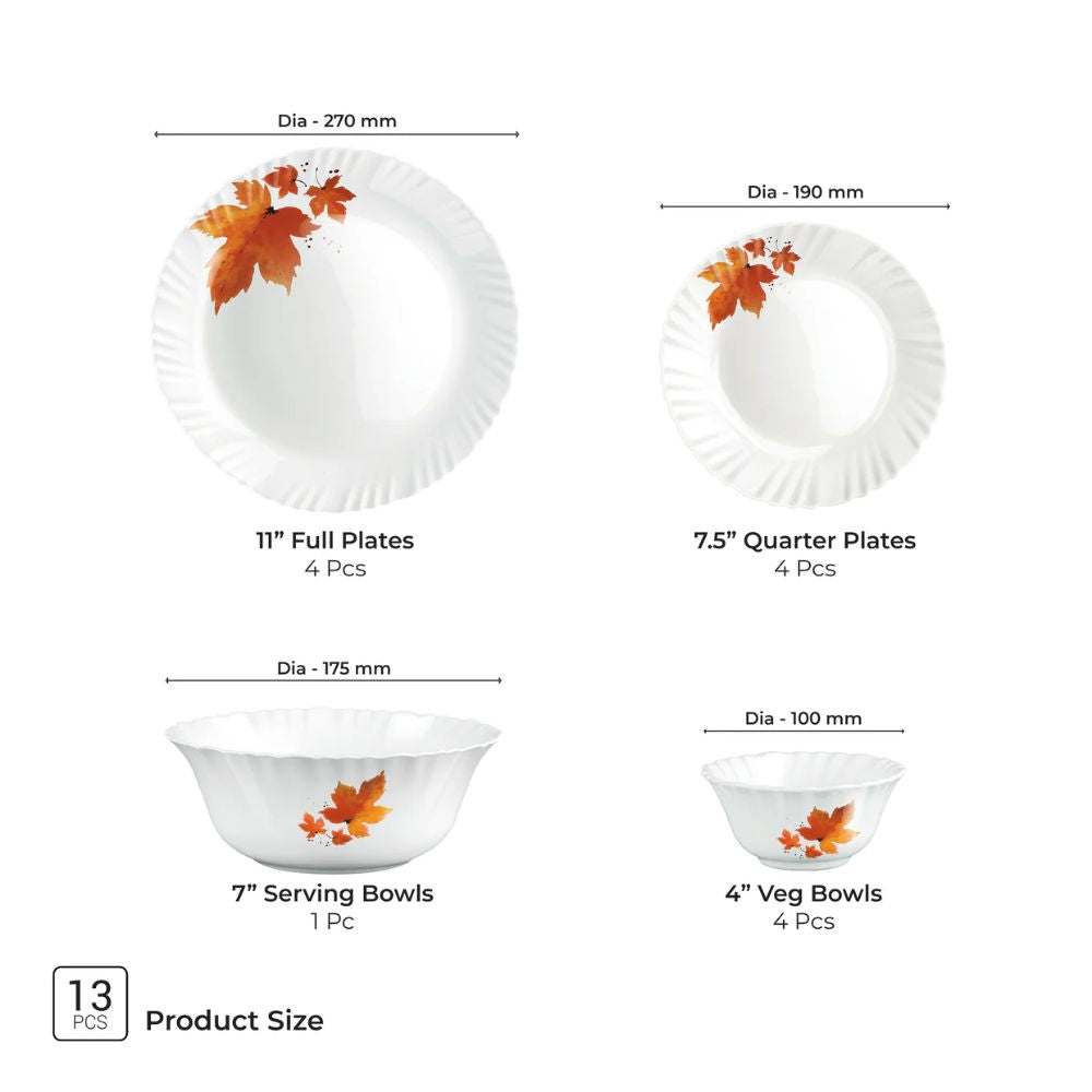 Treo Aurelia Collection Opalware Dinner Set | Set of 13 Pcs