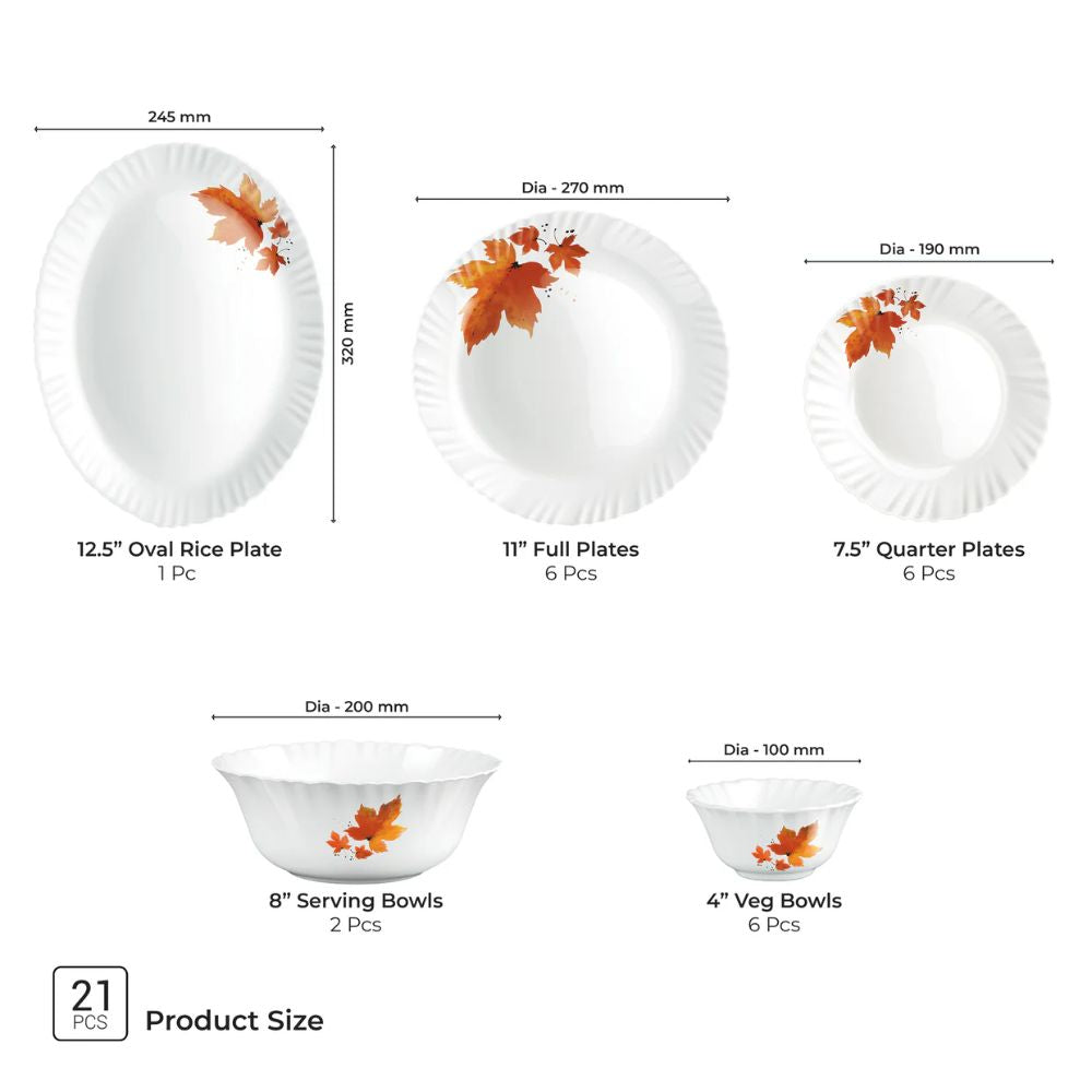 Treo Aurelia Collection Opalware Dinner Set | Set of 21 Pcs