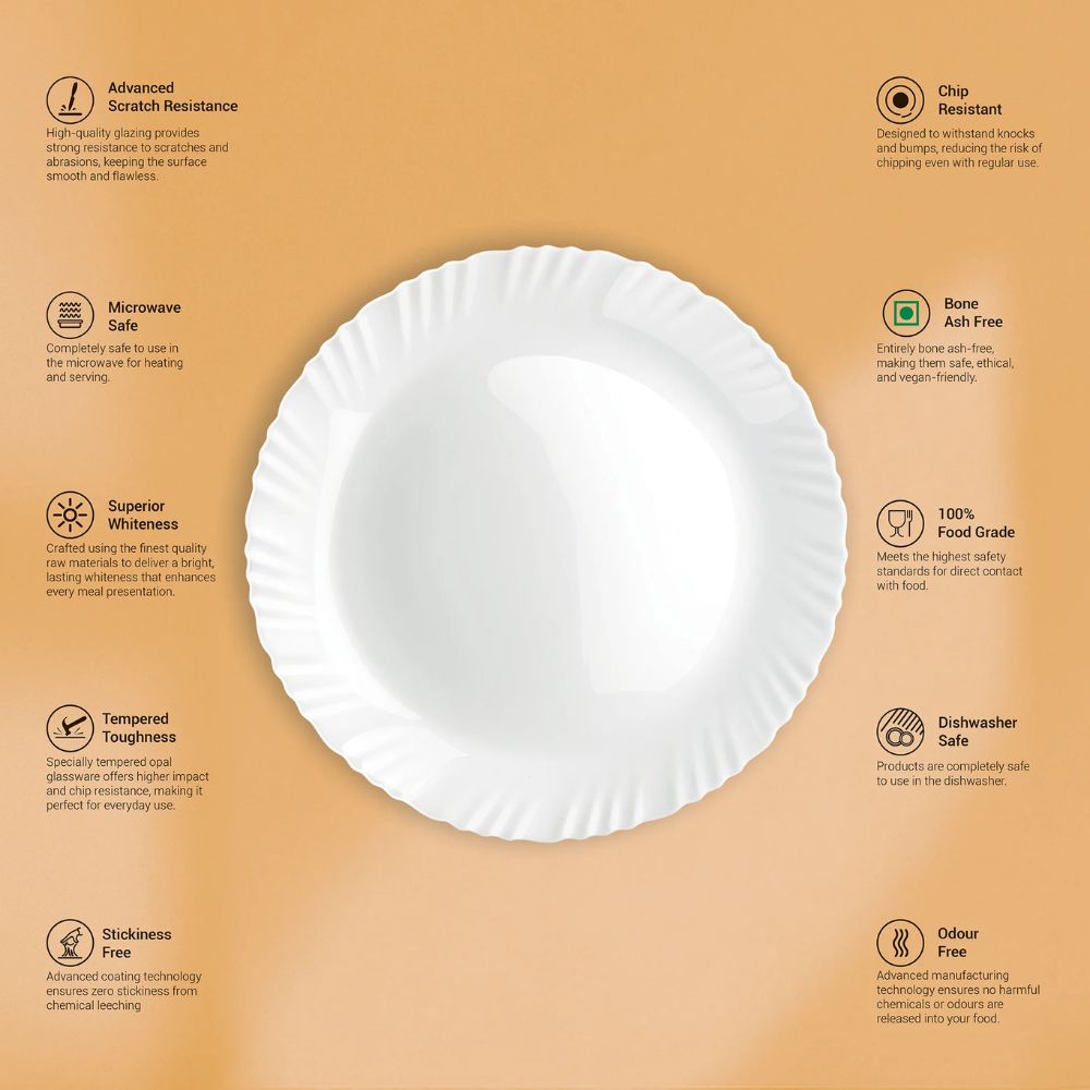 Treo Aurelia Collection Opalware Dinner Set with Soup Bowl | Set of 27 Pcs