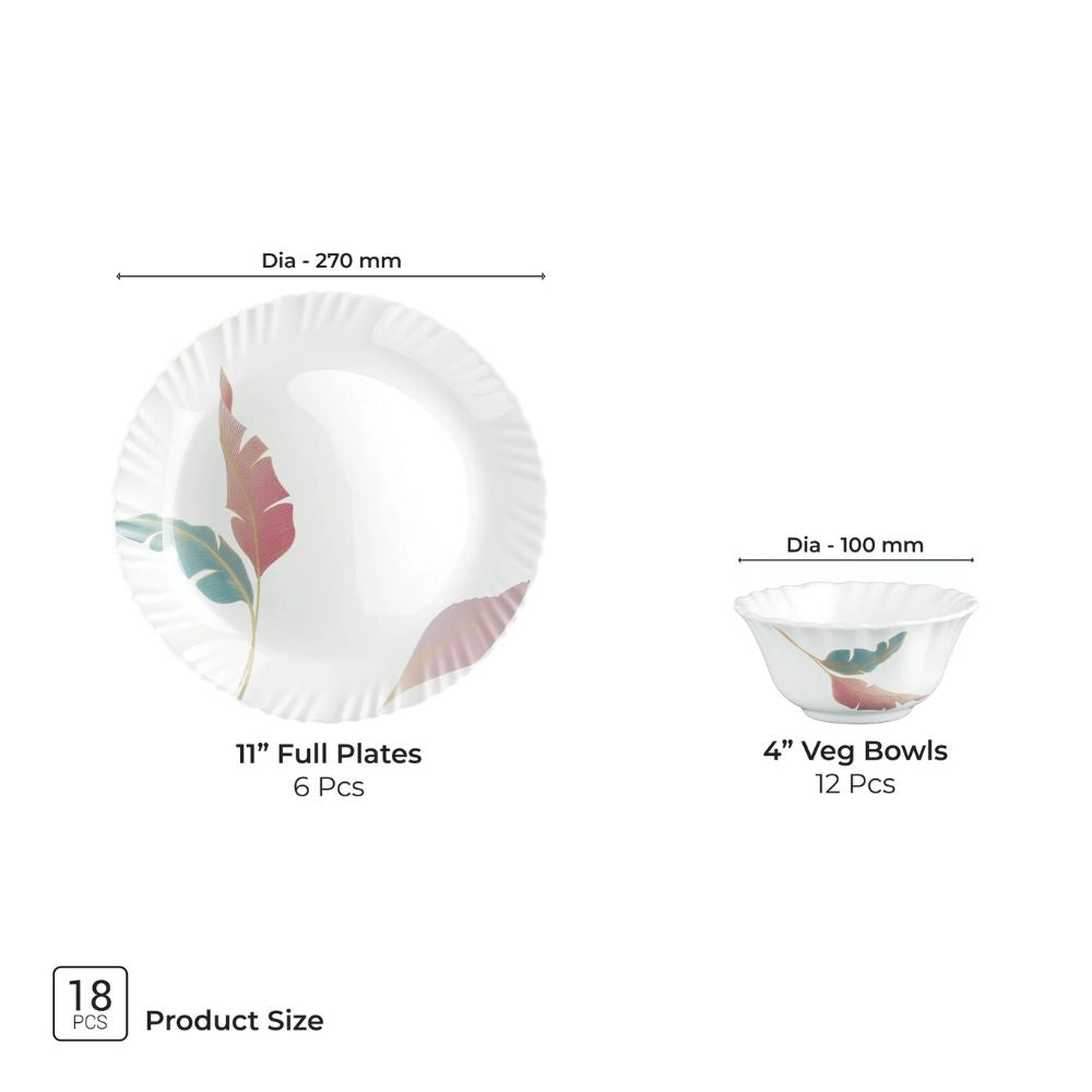 Treo Aurelia Collection Opalware Dinner Set | Set of 18 Pcs