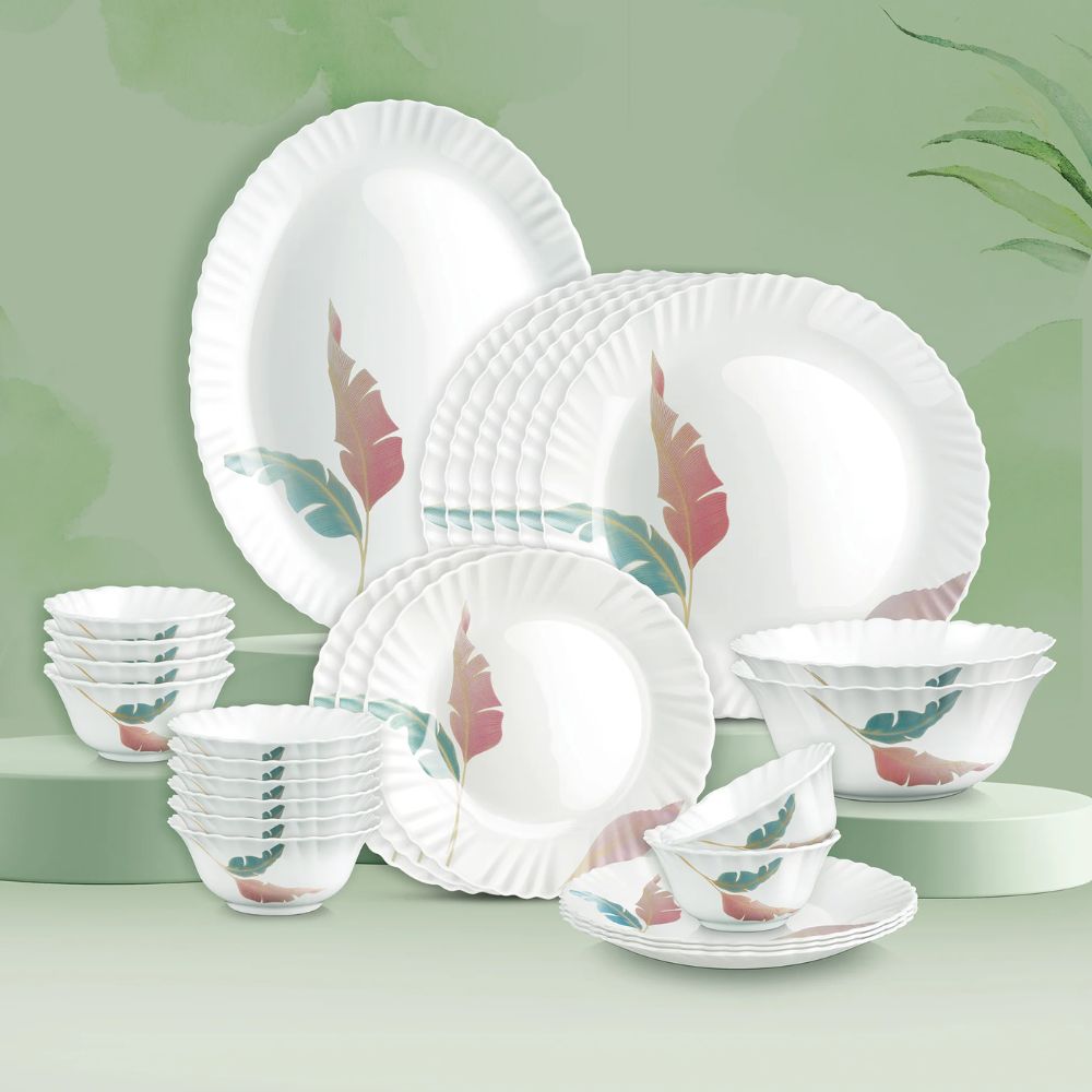 Treo Aurelia Collection Opalware Dinner Set with Soup Bowl | Set of 27 Pcs
