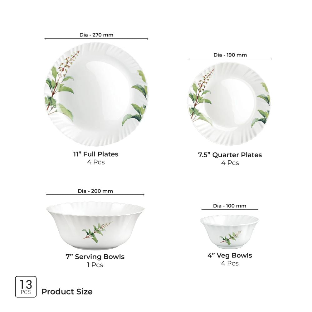 Treo Aurelia Collection Opalware Dinner Set | Set of 13 Pcs
