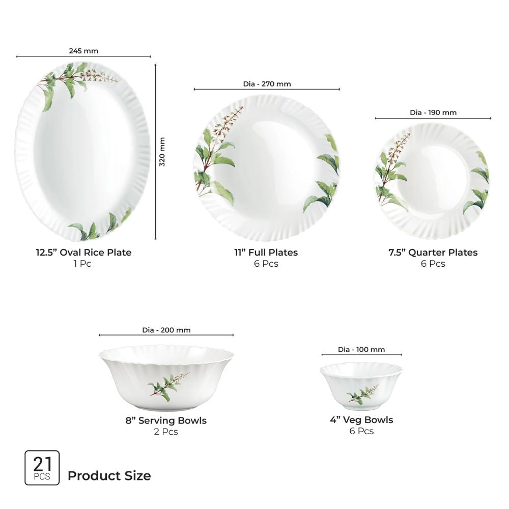 Treo Aurelia Collection Opalware Dinner Set | Set of 21 Pcs