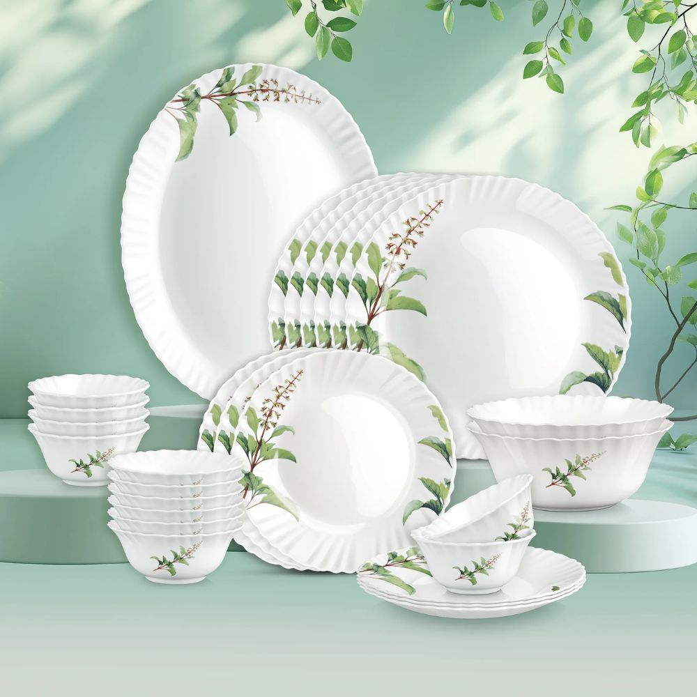 Treo Aurelia Collection Opalware Dinner Set with Soup Bowl | Set of 27 Pcs