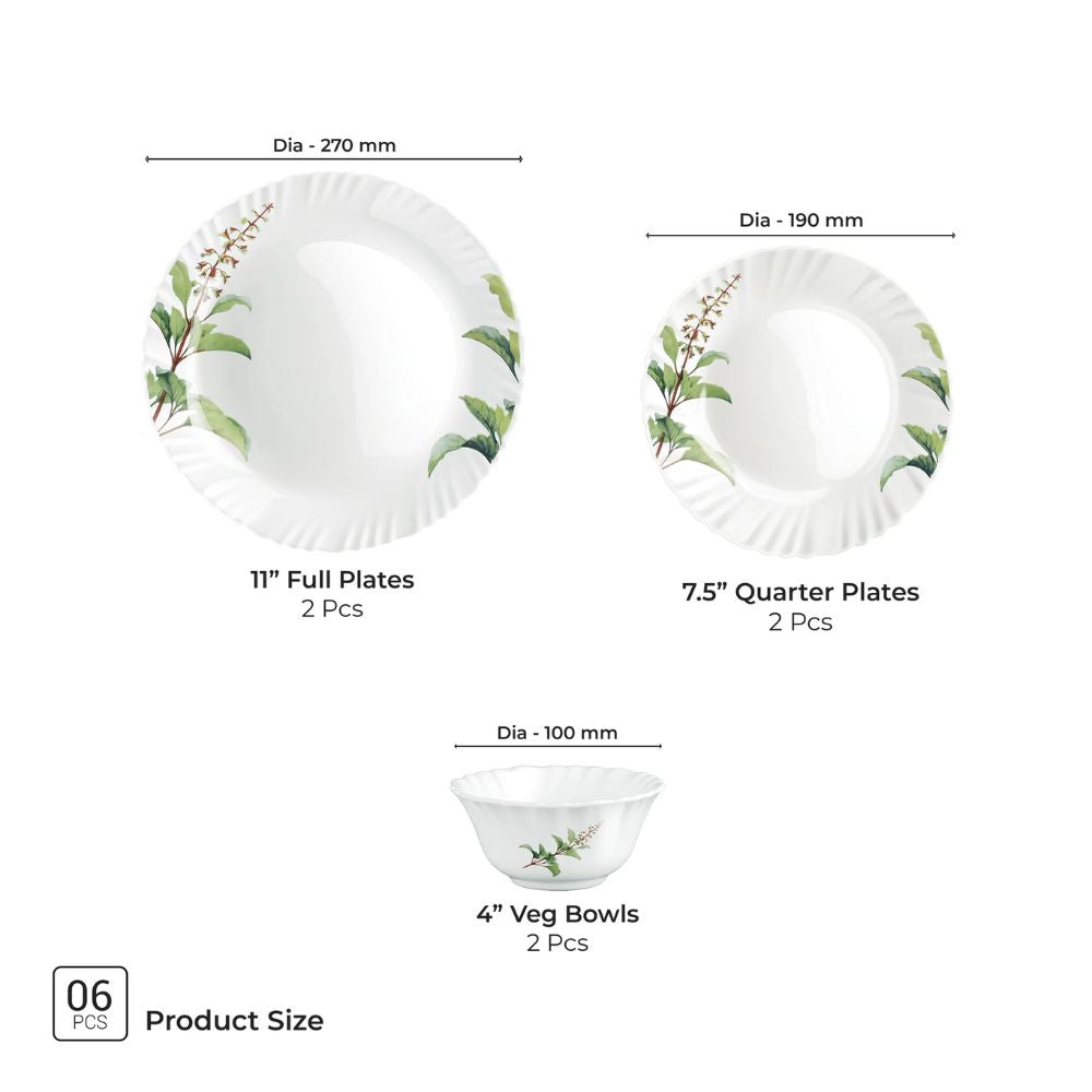 Treo Aurelia Collection Opalware Dinner Set | Set of 6 Pcs