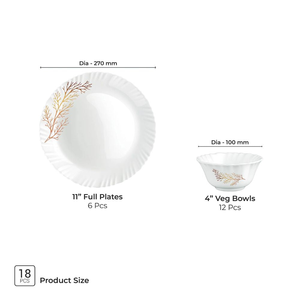 Treo Aurelia Collection Opalware Dinner Set | Set of 18 Pcs