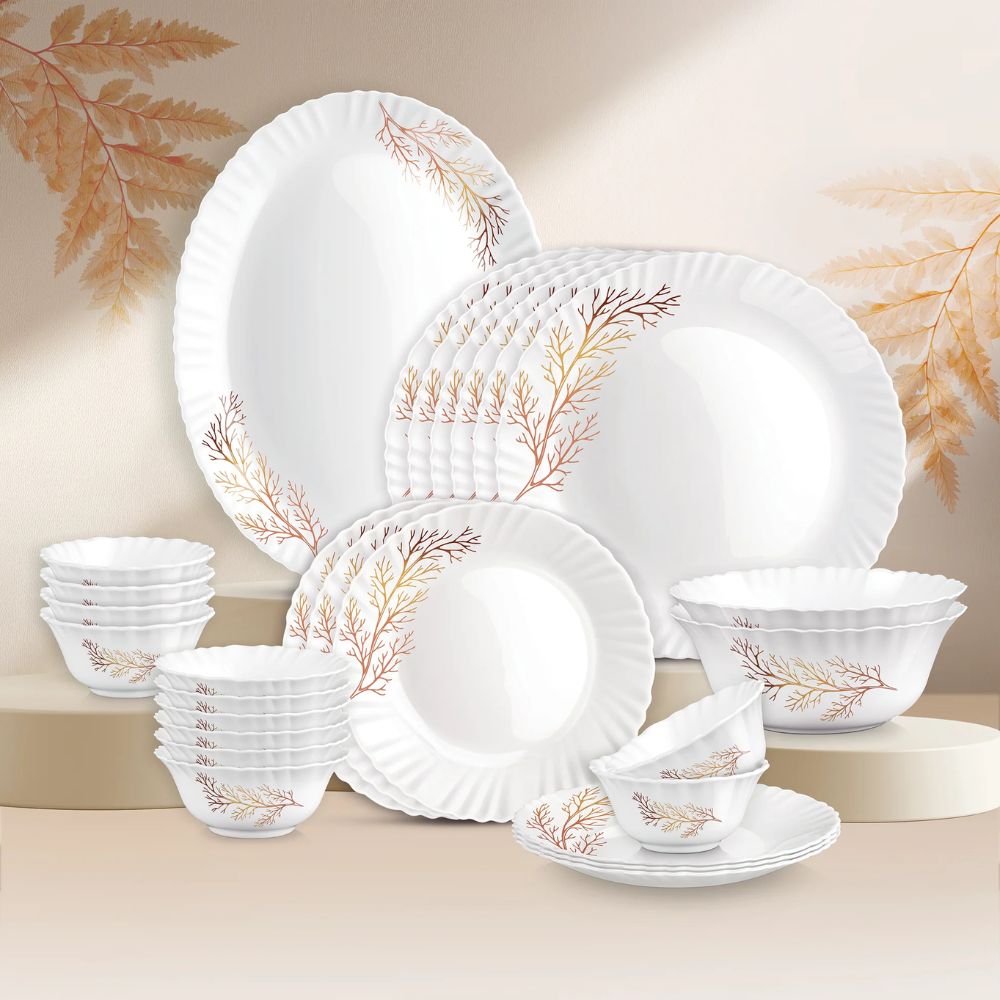 Treo Aurelia Collection Opalware Dinner Set with Soup Bowl | Set of 27 Pcs