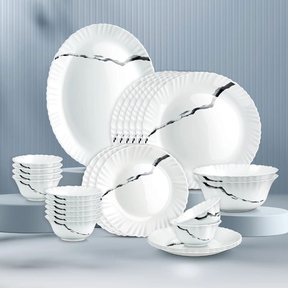 Treo Aurelia Collection Opalware Dinner Set with Soup Bowl | Set of 27 Pcs