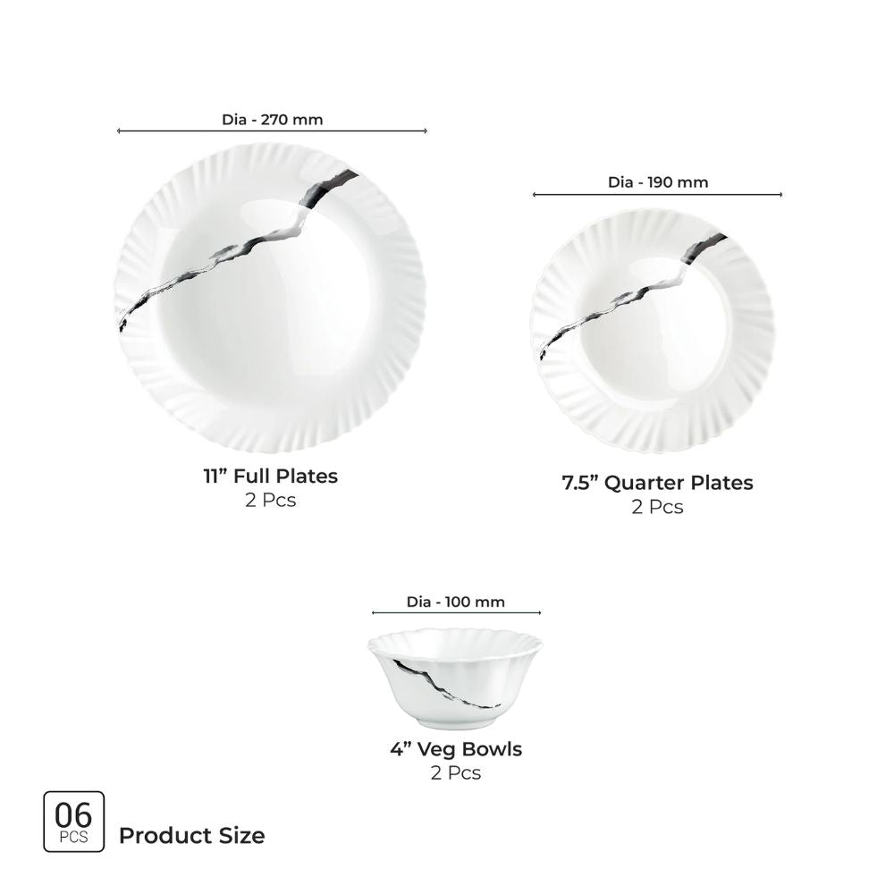 Treo Aurelia Collection Opalware Dinner Set | Set of 6 Pcs