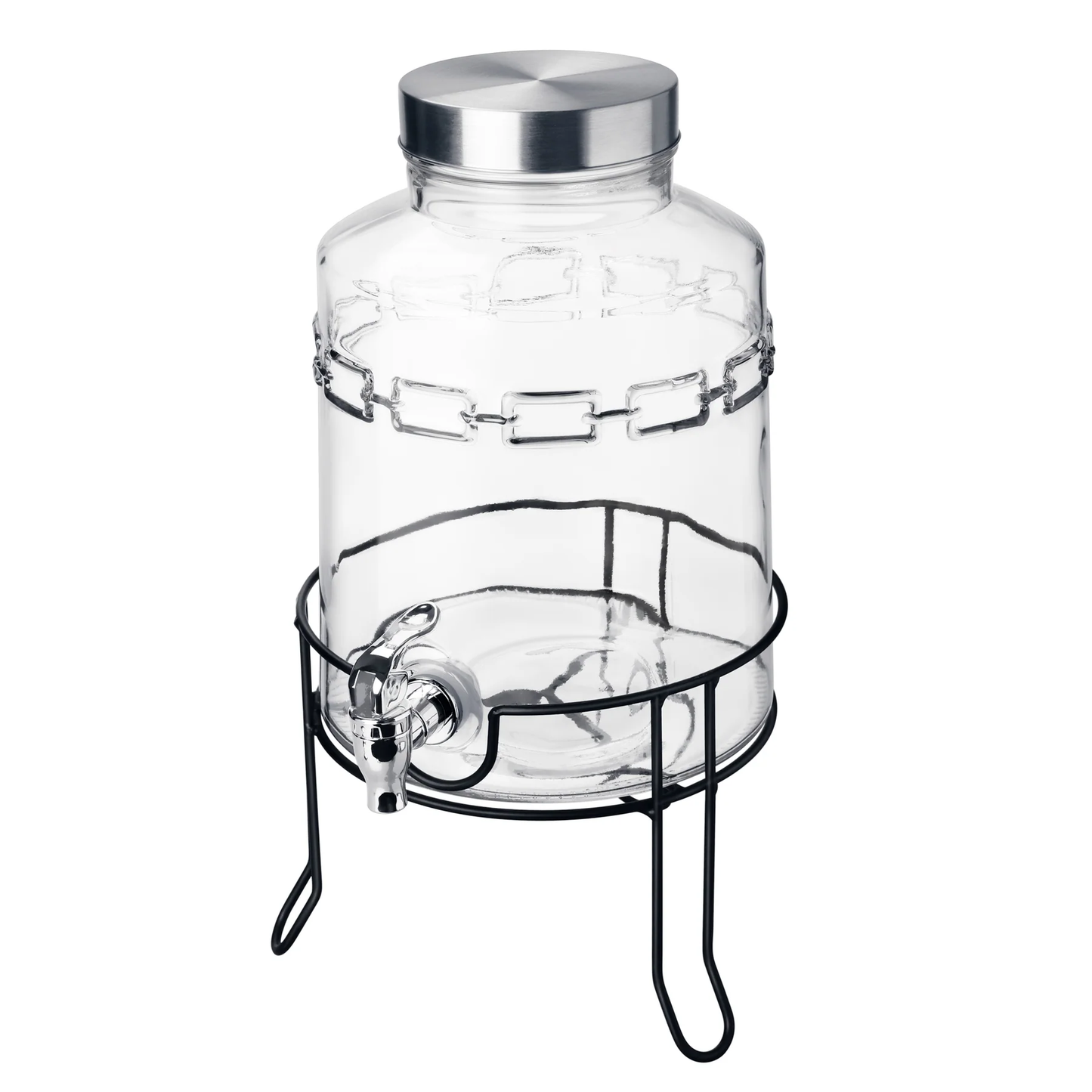 Treo Tropica Dispensing Jar With Steel Tap and Iron Stand | Glass | Transparent | 1 Pc