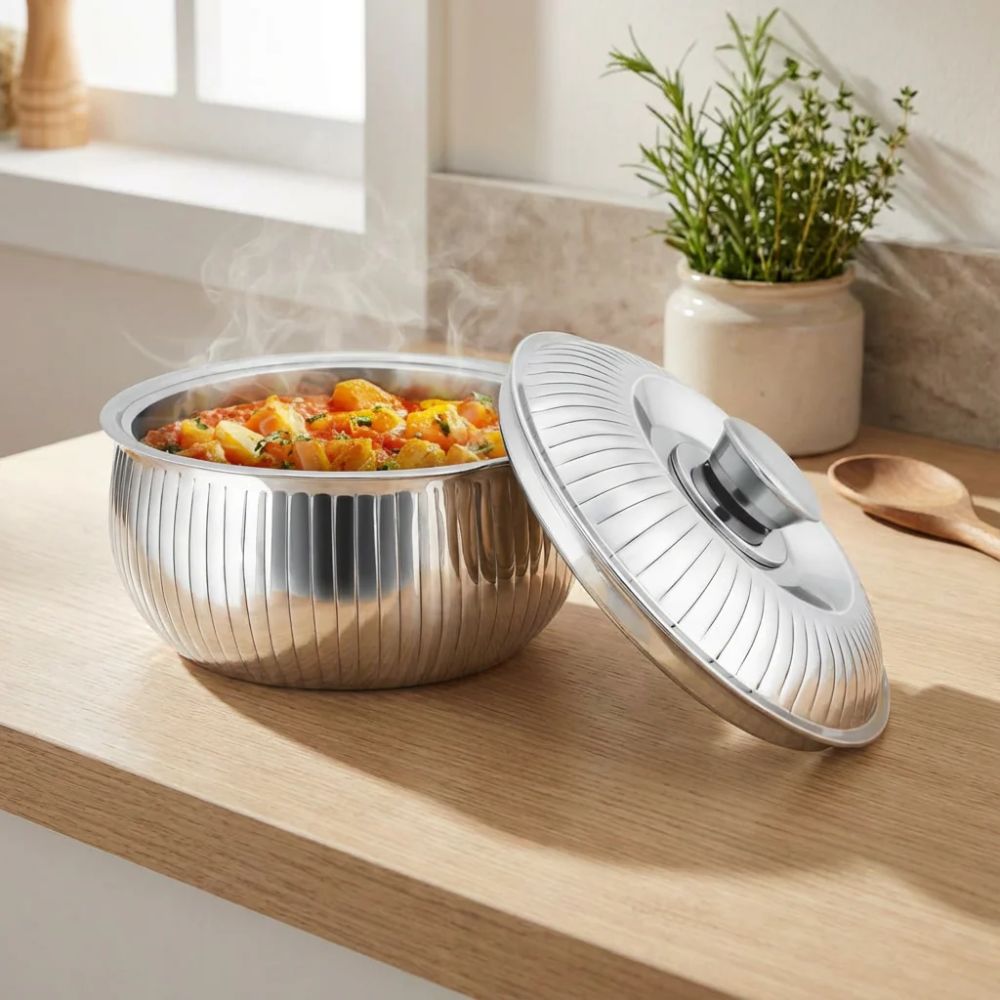 Milton Tulip Insulated Stainless Steel Casserole | Silver