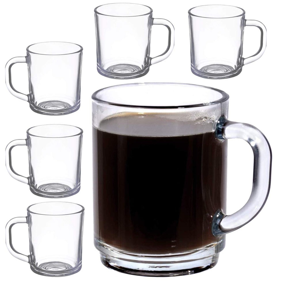 Yera Cosmos 240 ML Glass Tea and Coffee Mugs | Transparent | Set of 6 Pcs